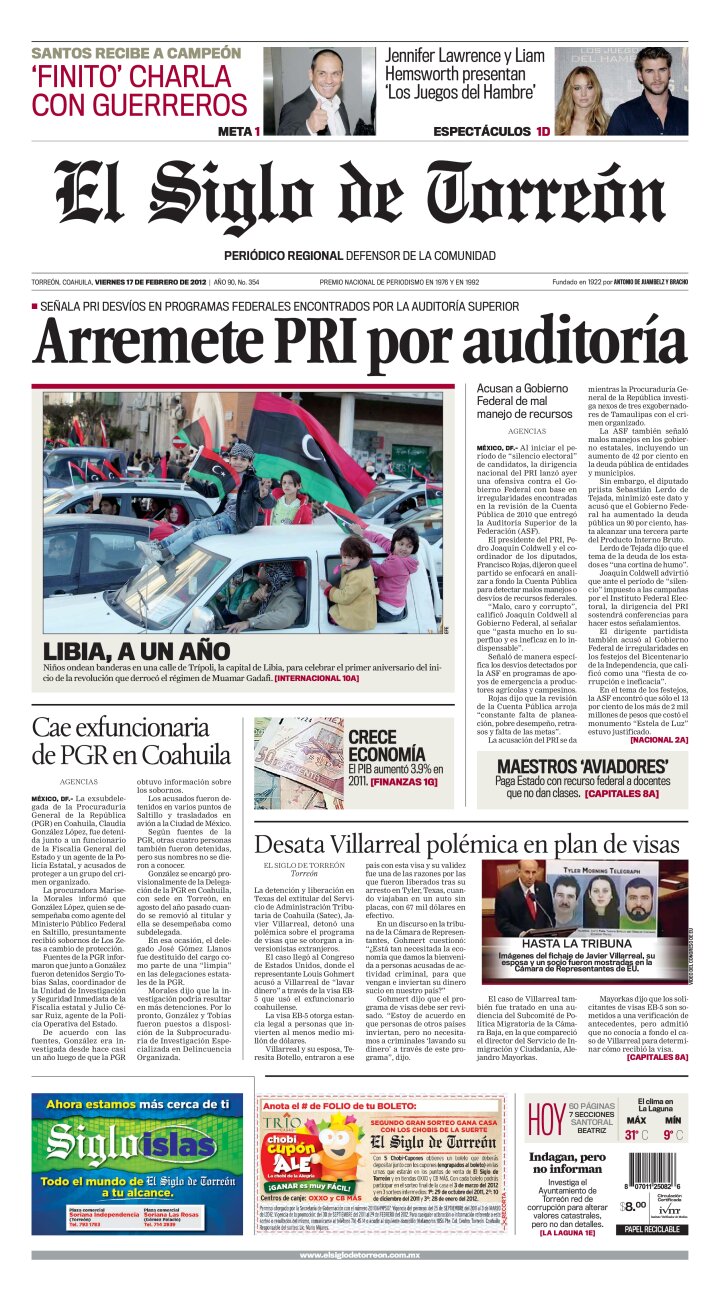 Edición impresa de El Siglo de Torreón, miércoles 24 de abril de 2024