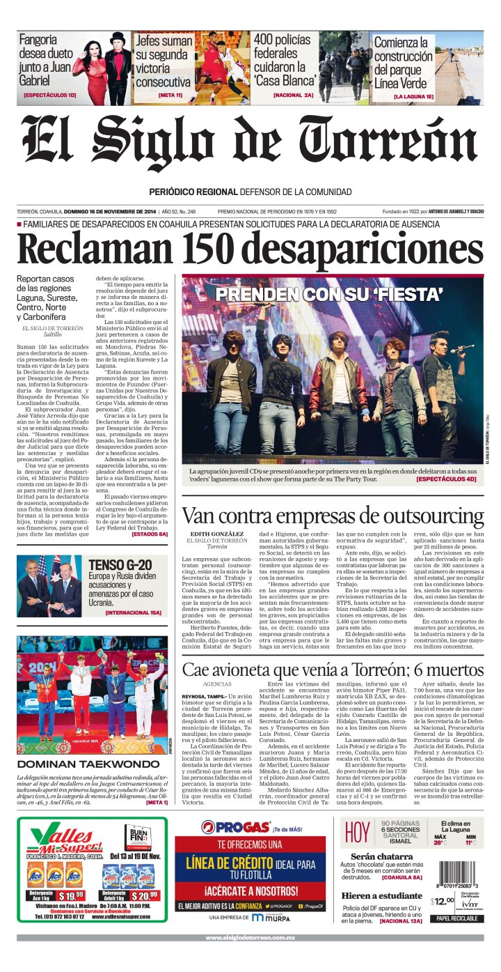 Edición impresa de El Siglo de Torreón, jueves 28 de marzo de 2024