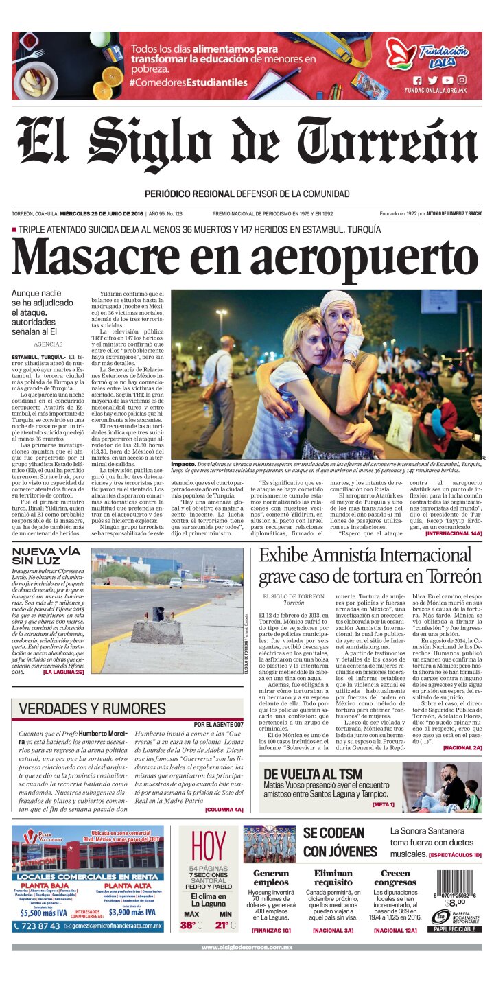 Edición impresa de El Siglo de Torreón, jueves 28 de marzo de 2024