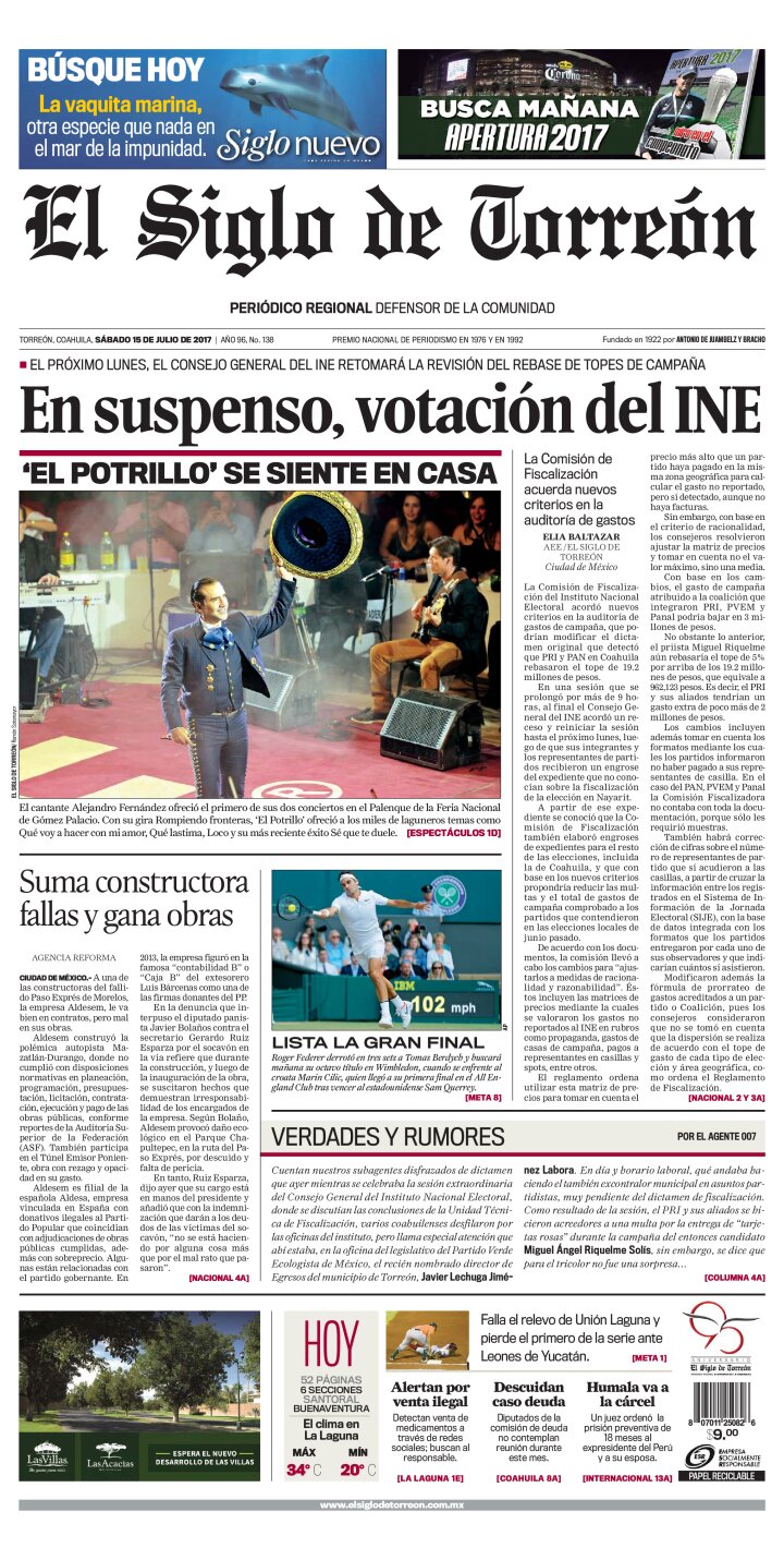 Edición impresa de El Siglo de Torreón, martes 23 de abril de 2024