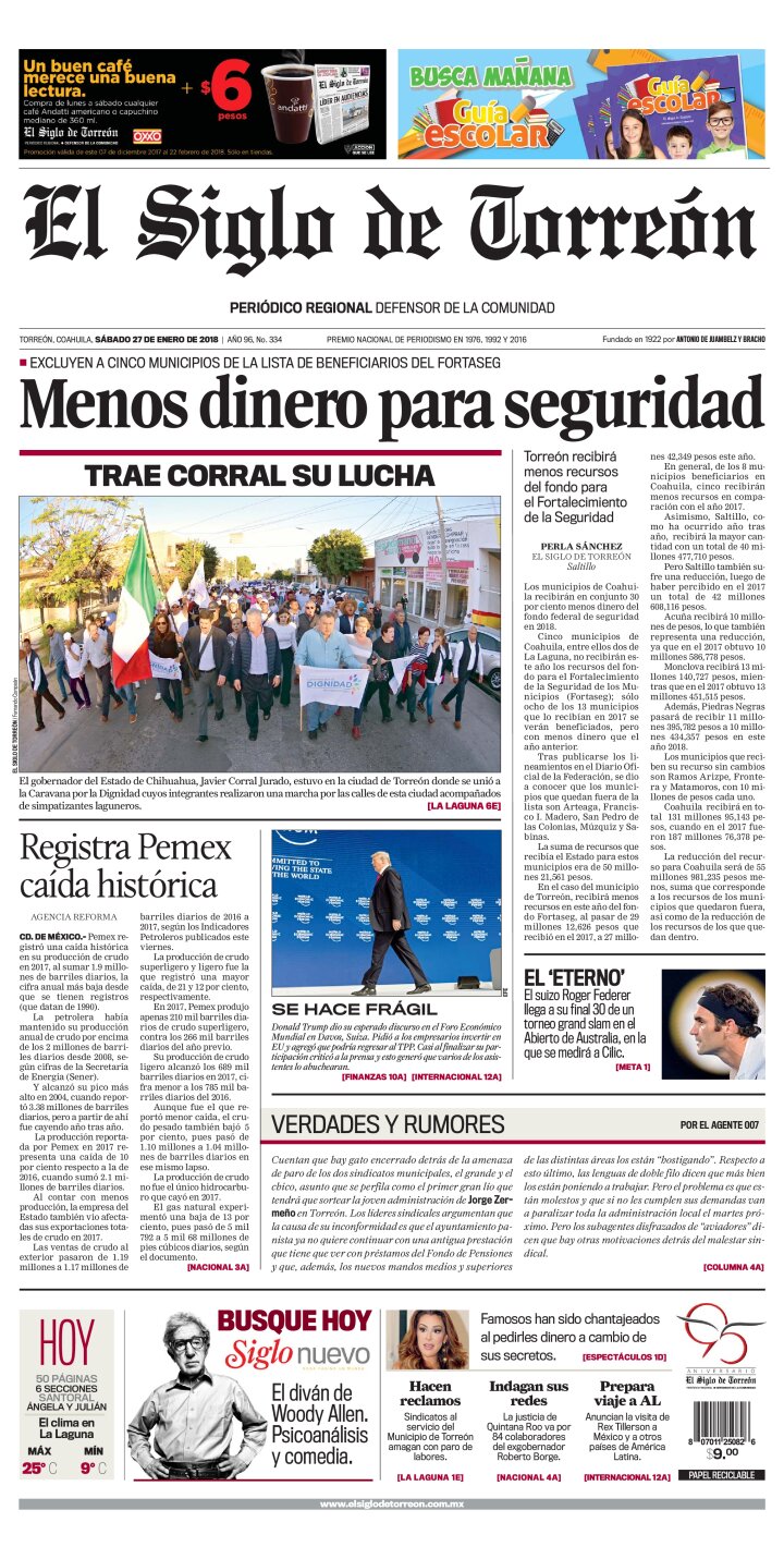 Edición impresa de El Siglo de Torreón, domingo 12 de mayo de 2024
