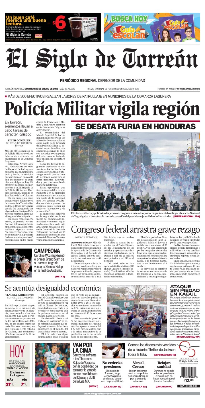Edición impresa de El Siglo de Torreón, sábado  4 de mayo de 2024
