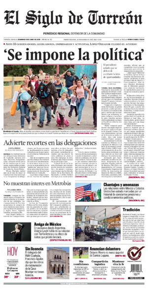 Edición impresa de El Siglo de Torreón, viernes 18 de julio de 2025