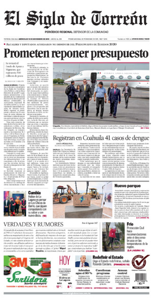 Edición impresa de El Siglo de Torreón, jueves 10 de julio de 2025