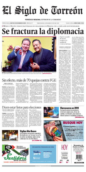 Edición impresa de El Siglo de Torreón, viernes 18 de julio de 2025