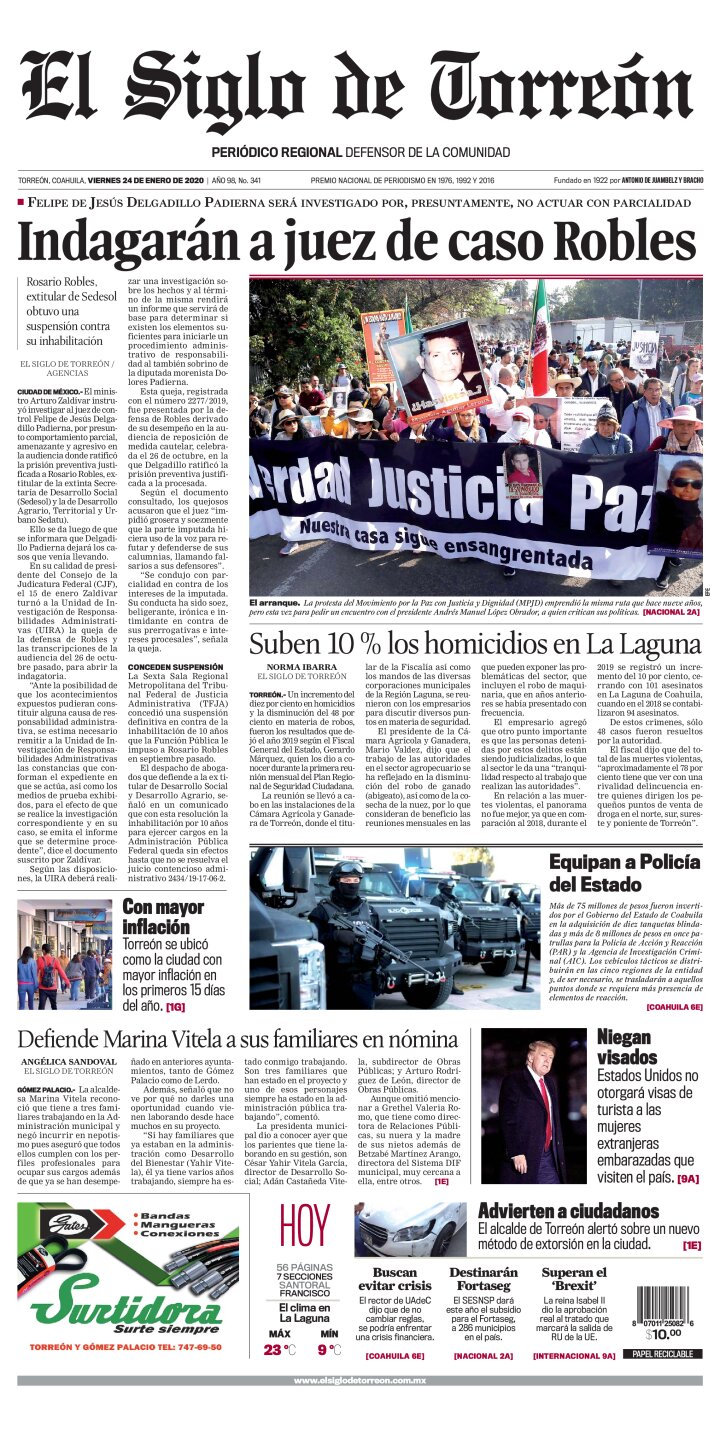Edición impresa de El Siglo de Torreón, martes  7 de mayo de 2024