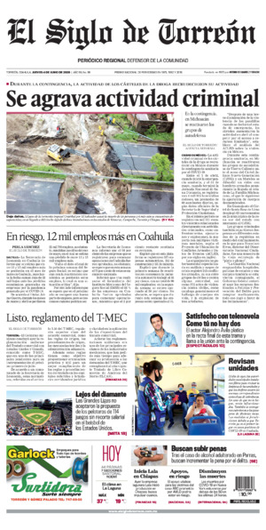 Edición impresa de El Siglo de Torreón, sábado  5 de julio de 2025