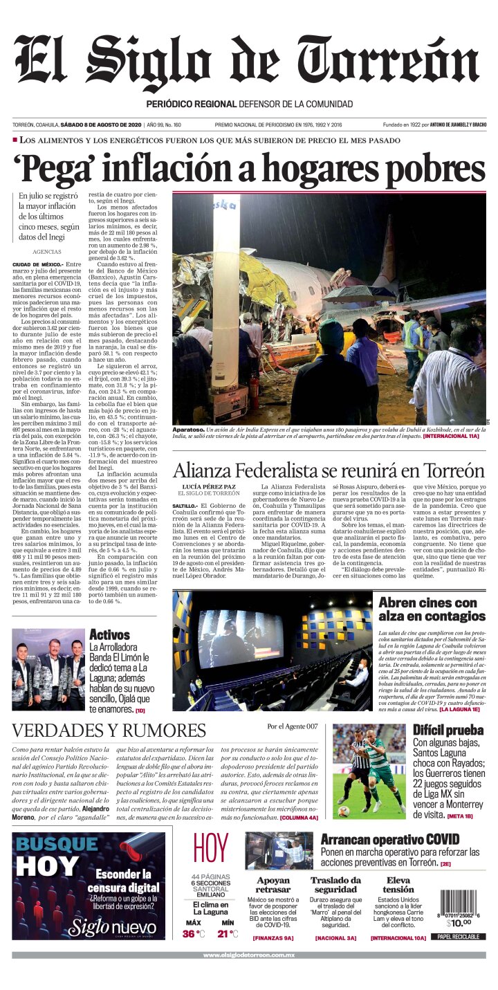 Edición impresa de El Siglo de Torreón, sábado  4 de mayo de 2024