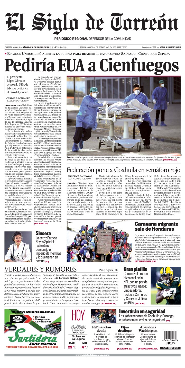Edición impresa de El Siglo de Torreón, miércoles 24 de abril de 2024