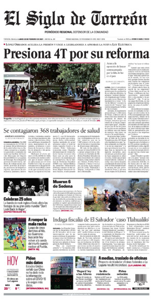 Edición impresa de El Siglo de Torreón, viernes 18 de julio de 2025