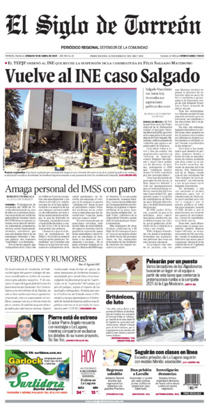 Edición impresa de El Siglo de Torreón, lunes 30 de junio de 2025