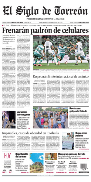 Edición impresa de El Siglo de Torreón, jueves  3 de julio de 2025