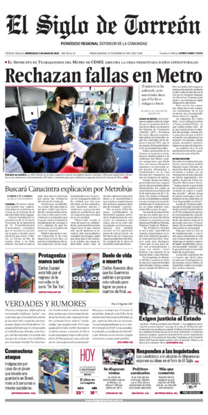 Edición impresa de El Siglo de Torreón, viernes 18 de julio de 2025
