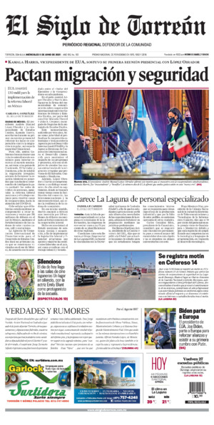 Edición impresa de El Siglo de Torreón, lunes 14 de julio de 2025