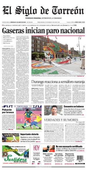Edición impresa de El Siglo de Torreón, martes  1 de julio de 2025