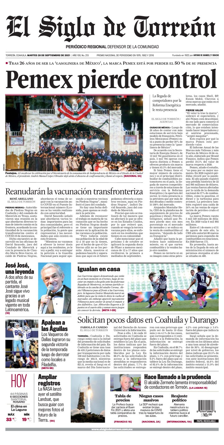 Edición impresa de El Siglo de Torreón, viernes 10 de mayo de 2024