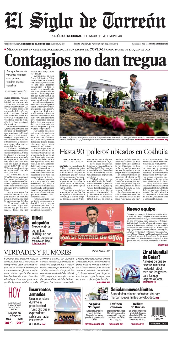 Edición impresa de El Siglo de Torreón, miércoles 10 de agosto de 2022
