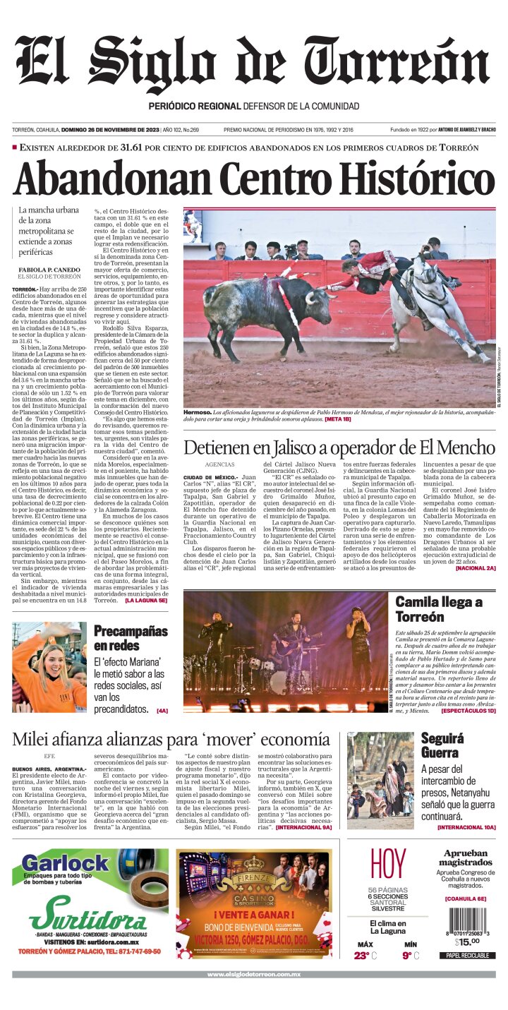 Edición impresa de El Siglo de Torreón, lunes  4 de marzo de 2024
