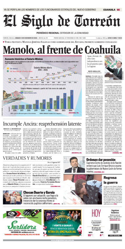 Edición del sábado  2 de diciembre de 2023