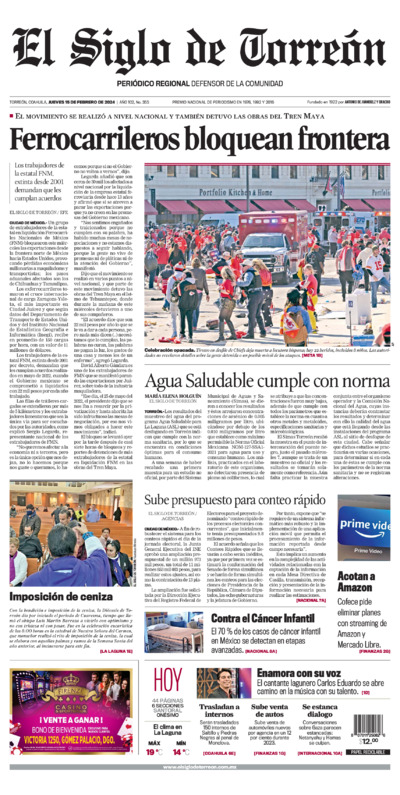 Edición impresa de El Siglo de Torreón, sábado  5 de julio de 2025