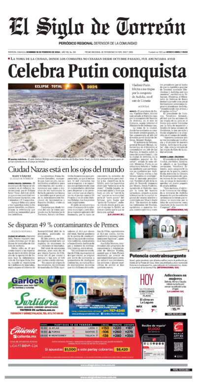 Edición impresa de El Siglo de Torreón, martes  1 de julio de 2025