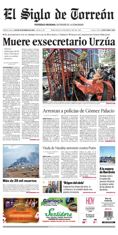 Edición impresa de El Siglo de Torreón, miércoles  2 de julio de 2025