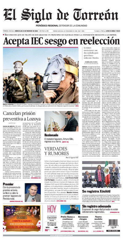 Edición impresa de El Siglo de Torreón, lunes 30 de junio de 2025