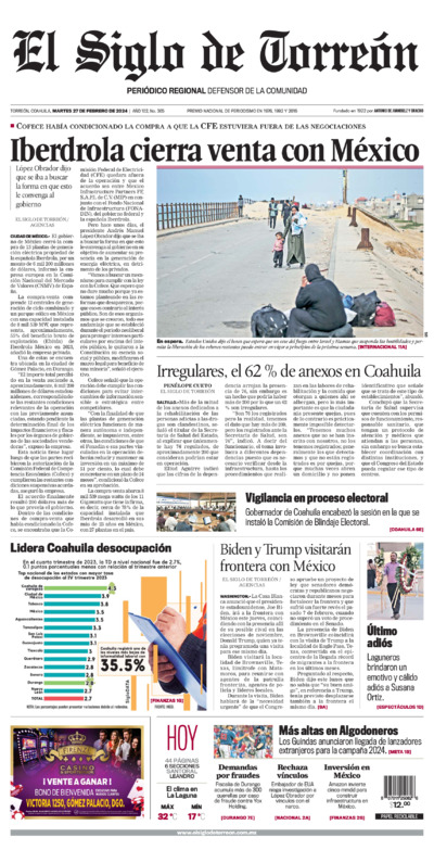 Edición impresa de El Siglo de Torreón, viernes 18 de julio de 2025