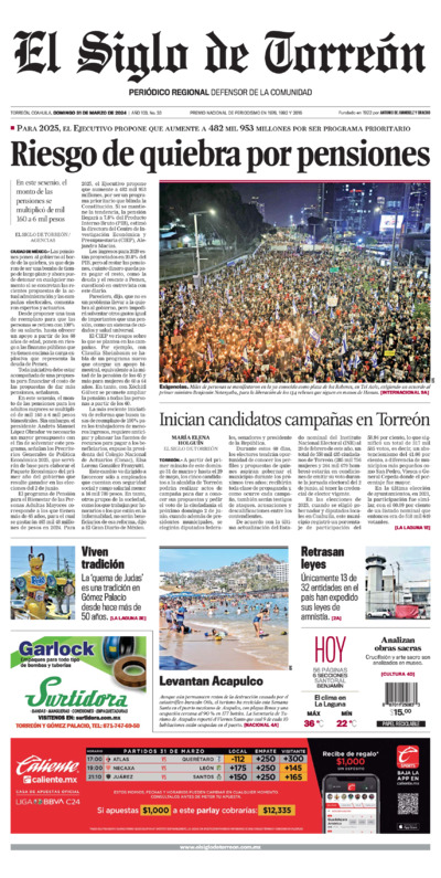 Edición impresa de El Siglo de Torreón, viernes 18 de julio de 2025