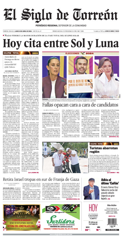 Edición impresa de El Siglo de Torreón, martes  1 de julio de 2025