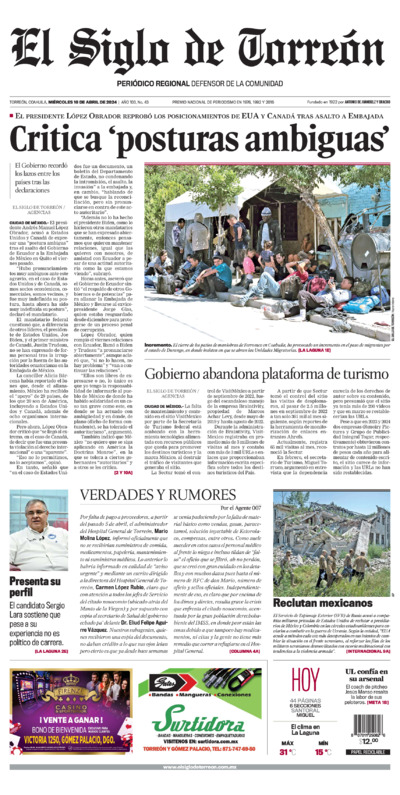 Edición impresa de El Siglo de Torreón, lunes 30 de junio de 2025