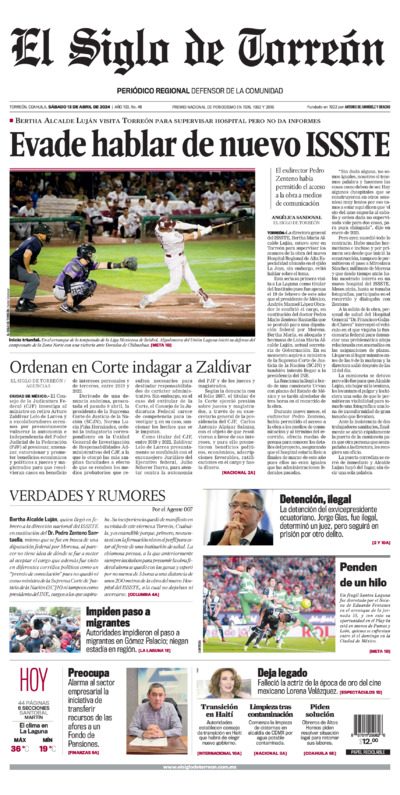 Edición impresa de El Siglo de Torreón, viernes 18 de julio de 2025