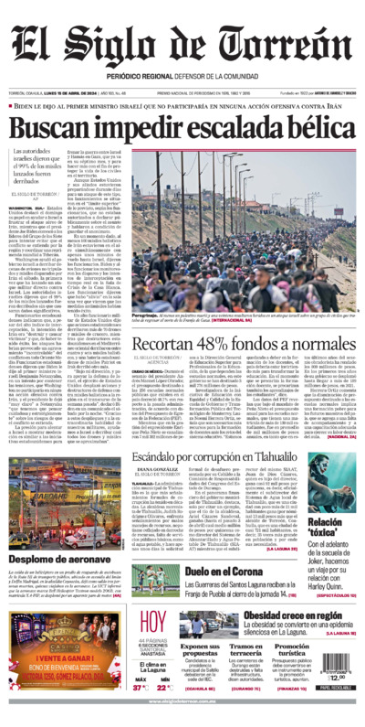 Edición impresa de El Siglo de Torreón, lunes 30 de junio de 2025