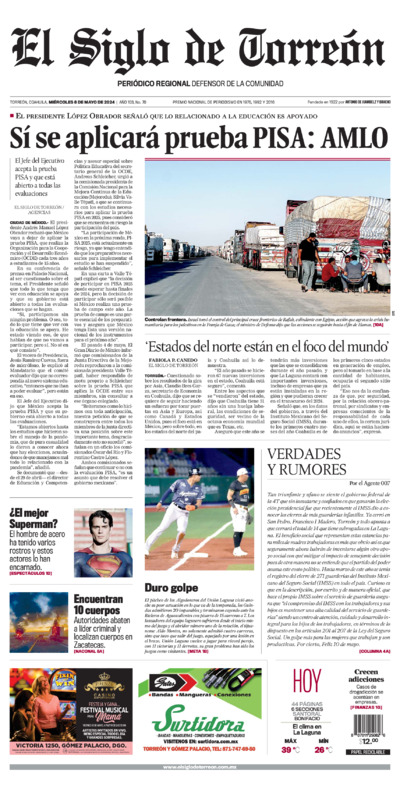 Edición impresa de El Siglo de Torreón, martes  1 de julio de 2025