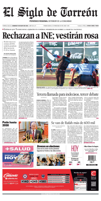 Edición impresa de El Siglo de Torreón, sábado  5 de julio de 2025