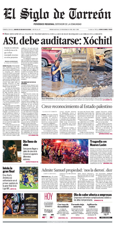 Edición impresa de El Siglo de Torreón, jueves  3 de julio de 2025