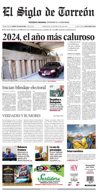 Edición impresa de El Siglo de Torreón, jueves  3 de julio de 2025