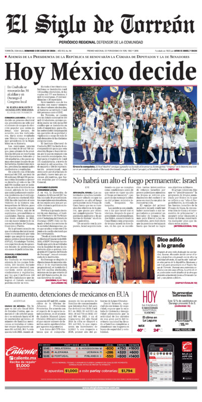Edición impresa de El Siglo de Torreón, viernes 18 de julio de 2025