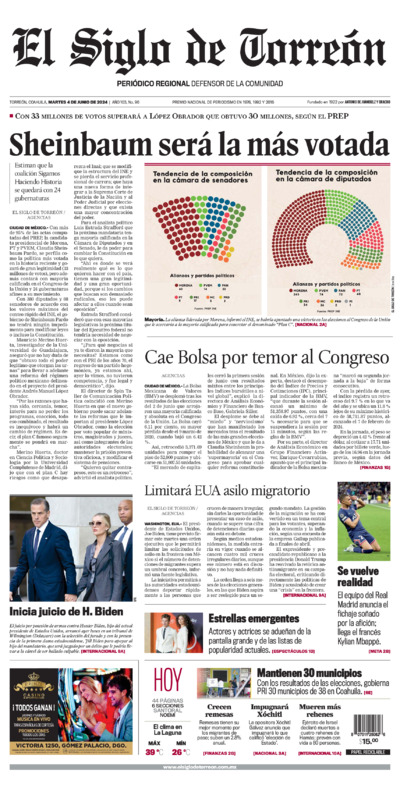 Edición impresa de El Siglo de Torreón, lunes 30 de junio de 2025