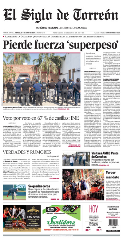 Edición impresa de El Siglo de Torreón, miércoles  2 de julio de 2025