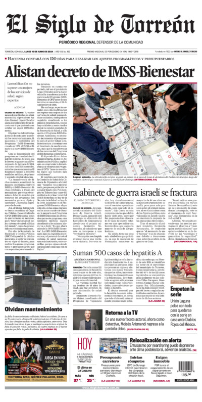 Edición impresa de El Siglo de Torreón, sábado  5 de julio de 2025