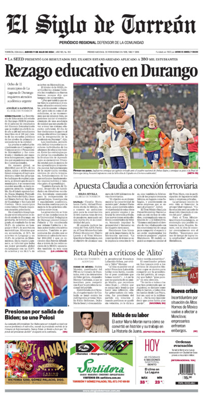 Edición impresa de El Siglo de Torreón, lunes 14 de julio de 2025