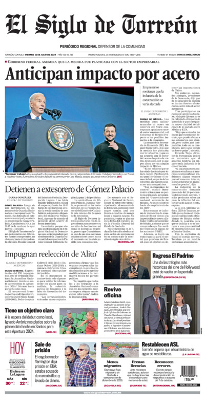 Edición impresa de El Siglo de Torreón, martes  1 de julio de 2025
