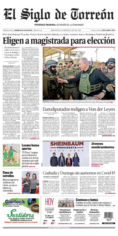 Edición impresa de El Siglo de Torreón, lunes 30 de junio de 2025