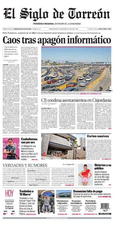 Edición impresa de El Siglo de Torreón, lunes 30 de junio de 2025
