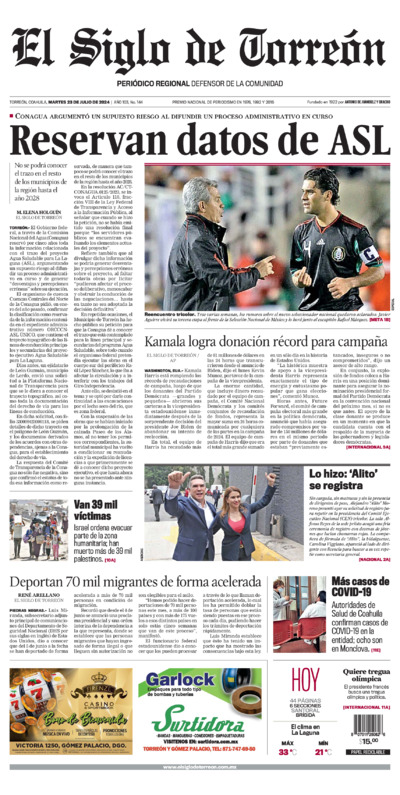 Edición impresa de El Siglo de Torreón, jueves 10 de julio de 2025