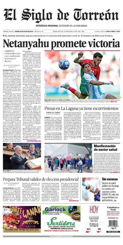 Edición impresa de El Siglo de Torreón, martes 13 de mayo de 2025