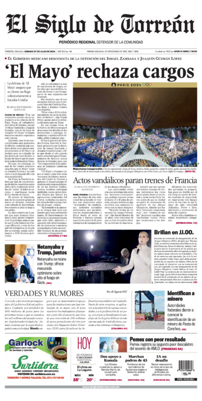 Edición impresa de El Siglo de Torreón, sábado  5 de julio de 2025