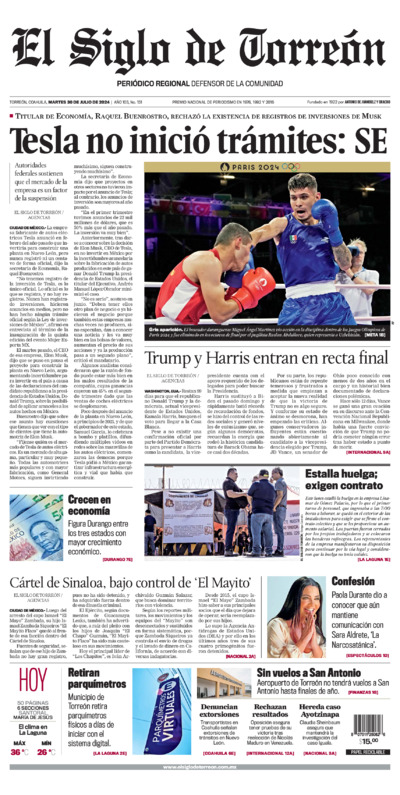 Edición impresa de El Siglo de Torreón, viernes 18 de julio de 2025
