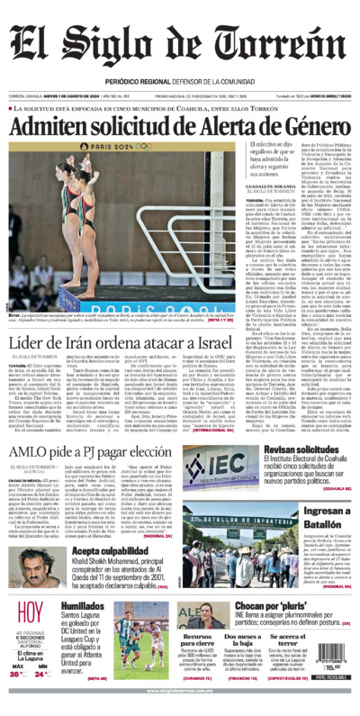 Edición impresa de El Siglo de Torreón, viernes 16 de mayo de 2025